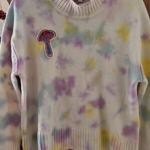 Mira Mikati Tie-Dye Pastel Mock Neck Women’s Sweater - White / Multi